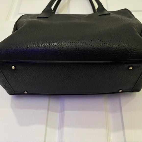 EUC Kate Spade Noel Rue Black Tote Perforated Pebbled Leather Handbag - Picture 10 of 15